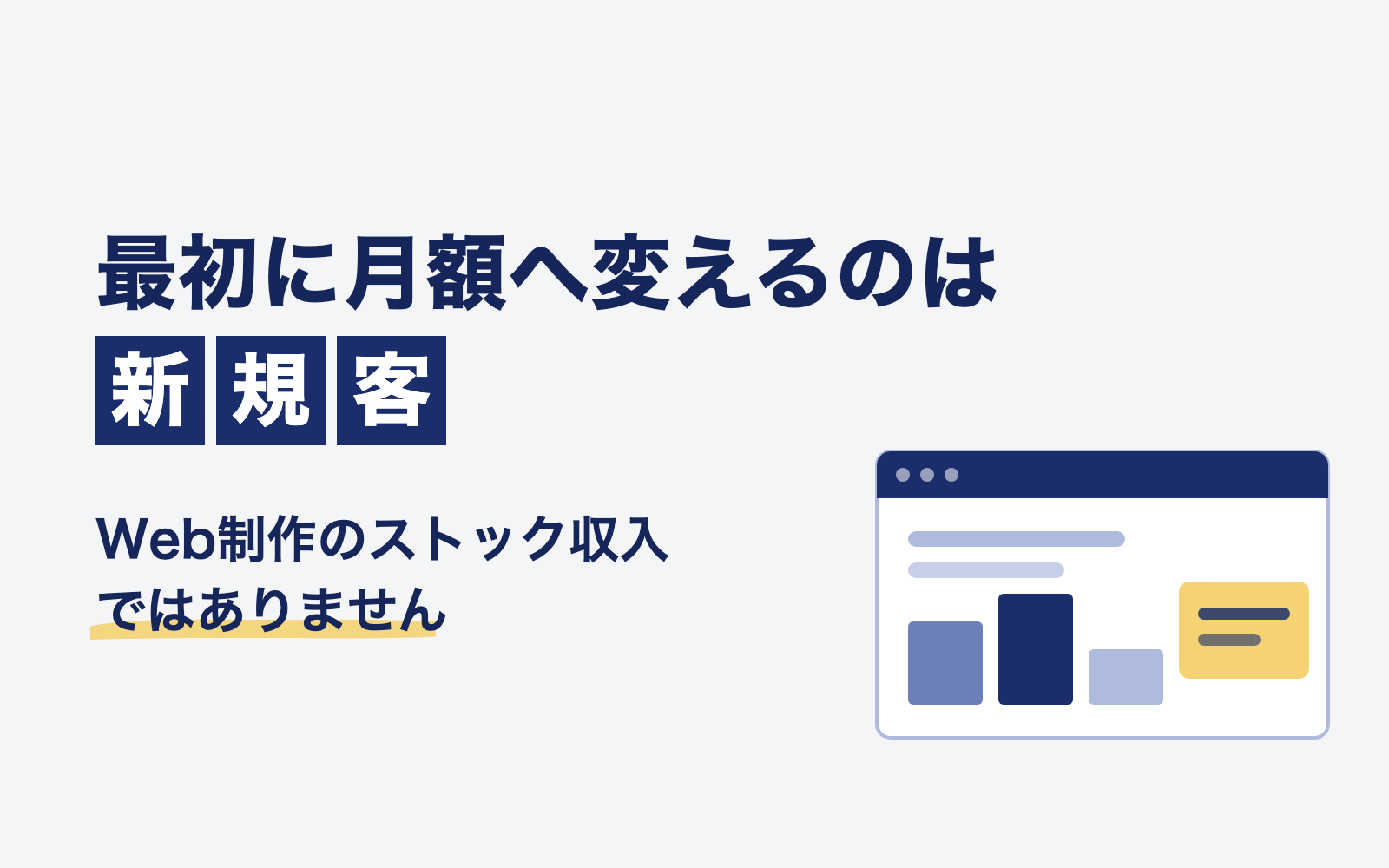 制作売上への依存を下げるとき最初に月額へ変えるのは新規客ではないことを解説する記事のアイキャッチ